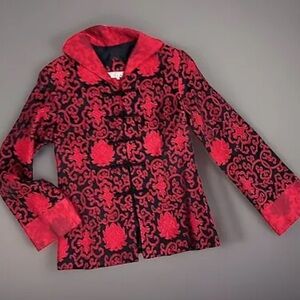 Silk Kimono Jacket Genuine red black Asian toggle knot SMALL Dragon Chinese Coat